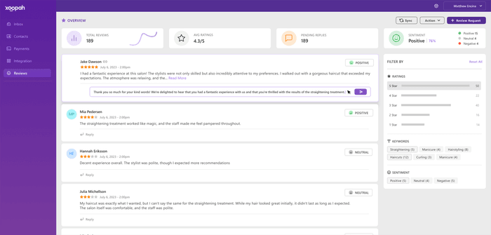 Reviews — every rating, one feed